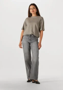 lichtgrijze selected femme t-shirt slfvilja linen ss tee