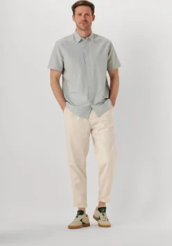 lichtgrijze selected homme casual overhemd slhreg-sun shirt ss noos