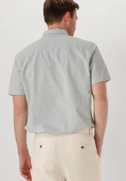 lichtgrijze selected homme casual overhemd slhreg-sun shirt ss noos