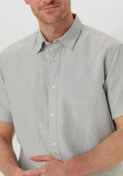 lichtgrijze selected homme casual overhemd slhreg-sun shirt ss noos