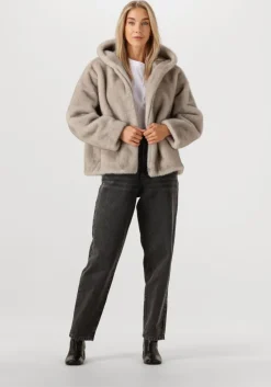 lichtgrijze studio ar faux fur jas ruby