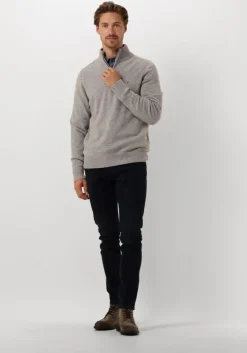 lichtgrijze tommy hilfiger trui lambswool zip mock