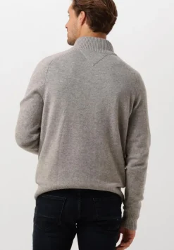 lichtgrijze tommy hilfiger trui lambswool zip mock