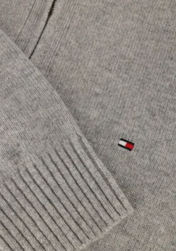 lichtgrijze tommy hilfiger trui lambswool zip mock
