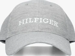 lichtgrijze tommy hilfiger pet th monotype jersey 6 panel cap