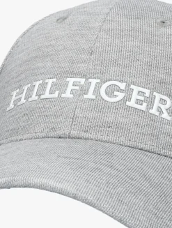 lichtgrijze tommy hilfiger pet th monotype jersey 6 panel cap