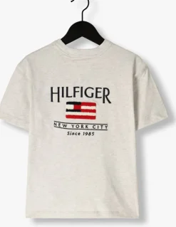 lichtgrijze tommy hilfiger t-shirt hilfiger flag terry emb tee ss