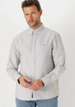 lichtgrijze tommy jeans casual overhemd tjm reg oxford shirt ext
