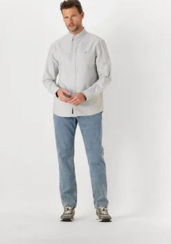 lichtgrijze tommy jeans casual overhemd tjm reg oxford shirt ext