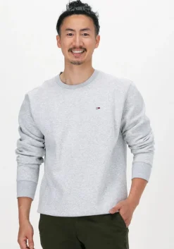 lichtgrijze tommy jeans sweater tjm regular fleece c neck