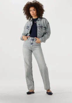 lichtgrijze tommy jeans straight leg jeans layla hr slim str bi6012