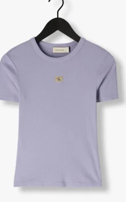 lila calvin klein t-shirt washed woven label rib fit tee