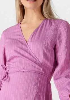 lila selected femme midi jurk slflucia-susie ls ankle wrap dress