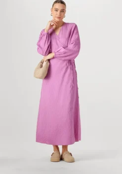 lila selected femme midi jurk slflucia-susie ls ankle wrap dress