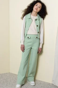 mint nobell gilet tika girls gilet with belt jade green