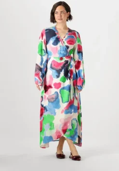 multi jansen amsterdam maxi jurk nienke jurk wm 564 wrap long puffed sleeve