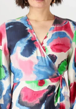 multi jansen amsterdam maxi jurk nienke jurk wm 564 wrap long puffed sleeve