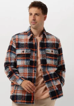 multi scotch & soda casual overhemd relaxed fit yarn-dyed fleece overshirt
