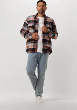 multi scotch & soda casual overhemd relaxed fit yarn-dyed fleece overshirt