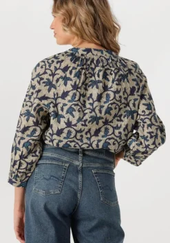 multi summum blouses 3/4 sleeve top block print