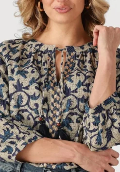 multi summum blouses 3/4 sleeve top block print