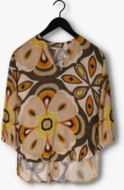 multi summum blouses top v neck bold flower