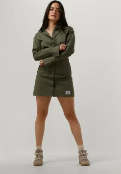 olijf calvin klein mini jurk soft touch shirt dress