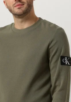 olijf calvin klein trui badge waffle ls tee