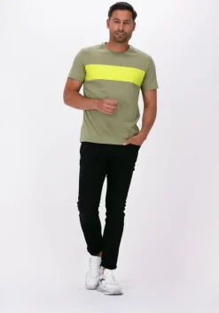 olijf calvin klein t-shirt blocking institutional tee