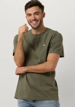 olijf calvin klein t-shirt ck embro badge tee
