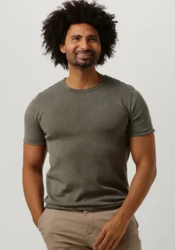 olijf purewhite t-shirt flat knitted shirt shortsleeve with small logo on chest