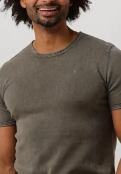 olijf purewhite t-shirt flat knitted shirt shortsleeve with small logo on chest