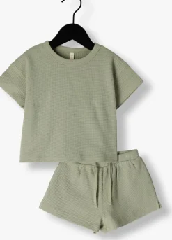olijf quincy mae boxpakken waffle tee + short set sage