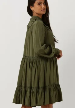 olijf scotch & soda mini jurk smocked and tiered long sleeved dress