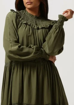 olijf scotch & soda mini jurk smocked and tiered long sleeved dress