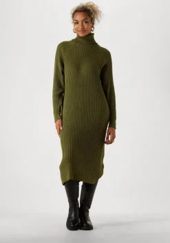 olijf y.a.s. midi jurk yasmavi knit midi rollneck dress