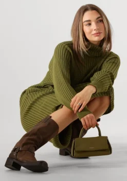 olijf y.a.s. midi jurk yasmavi knit midi rollneck dress