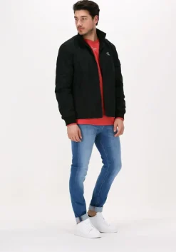 oranje calvin klein sweater stacked logo crew neck