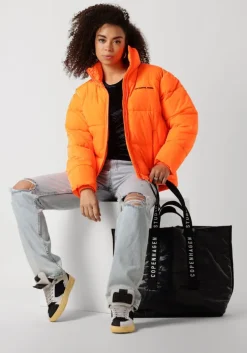 oranje colourful rebel gewatteerde jas fiona puffer jacket