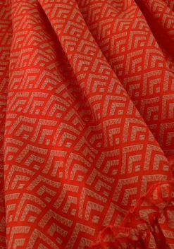 oranje colourful rebel midi jurk embla small geo balloon sleeve midi dress