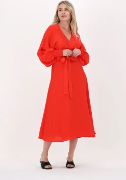 oranje gestuz midi jurk luella long wrap dress