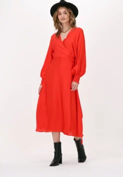 oranje gestuz midi jurk luella long wrap dress