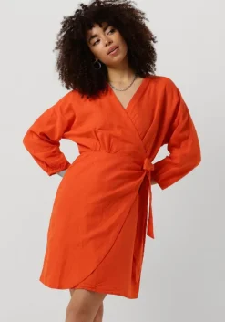 oranje msch copenhagen mini jurk mschmirilla 3/4 wrap dress