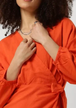 oranje msch copenhagen mini jurk mschmirilla 3/4 wrap dress