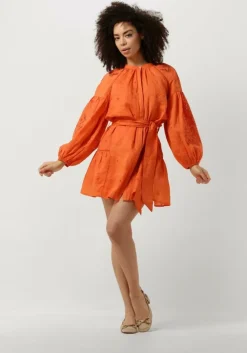 oranje scarlett poppies mini jurk sunshine babe short