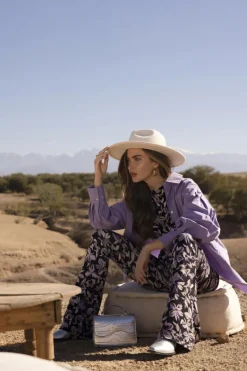 paarse catwalk junkie flared broek tr slow dance