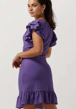 paarse colourful rebel mini jurk zorah knitted structure dress