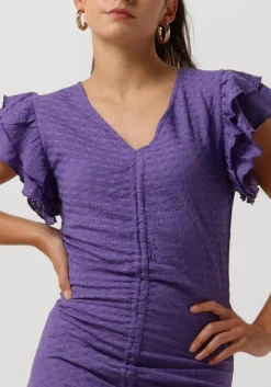 paarse colourful rebel mini jurk zorah knitted structure dress