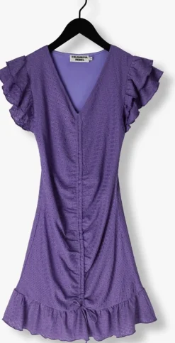 paarse colourful rebel mini jurk zorah knitted structure dress