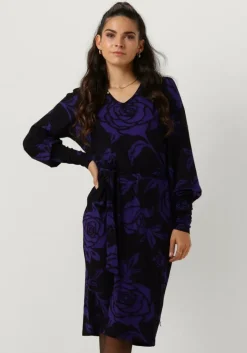 paarse jansen amsterdam mini jurk vbf501 jersey print dress with v-neck